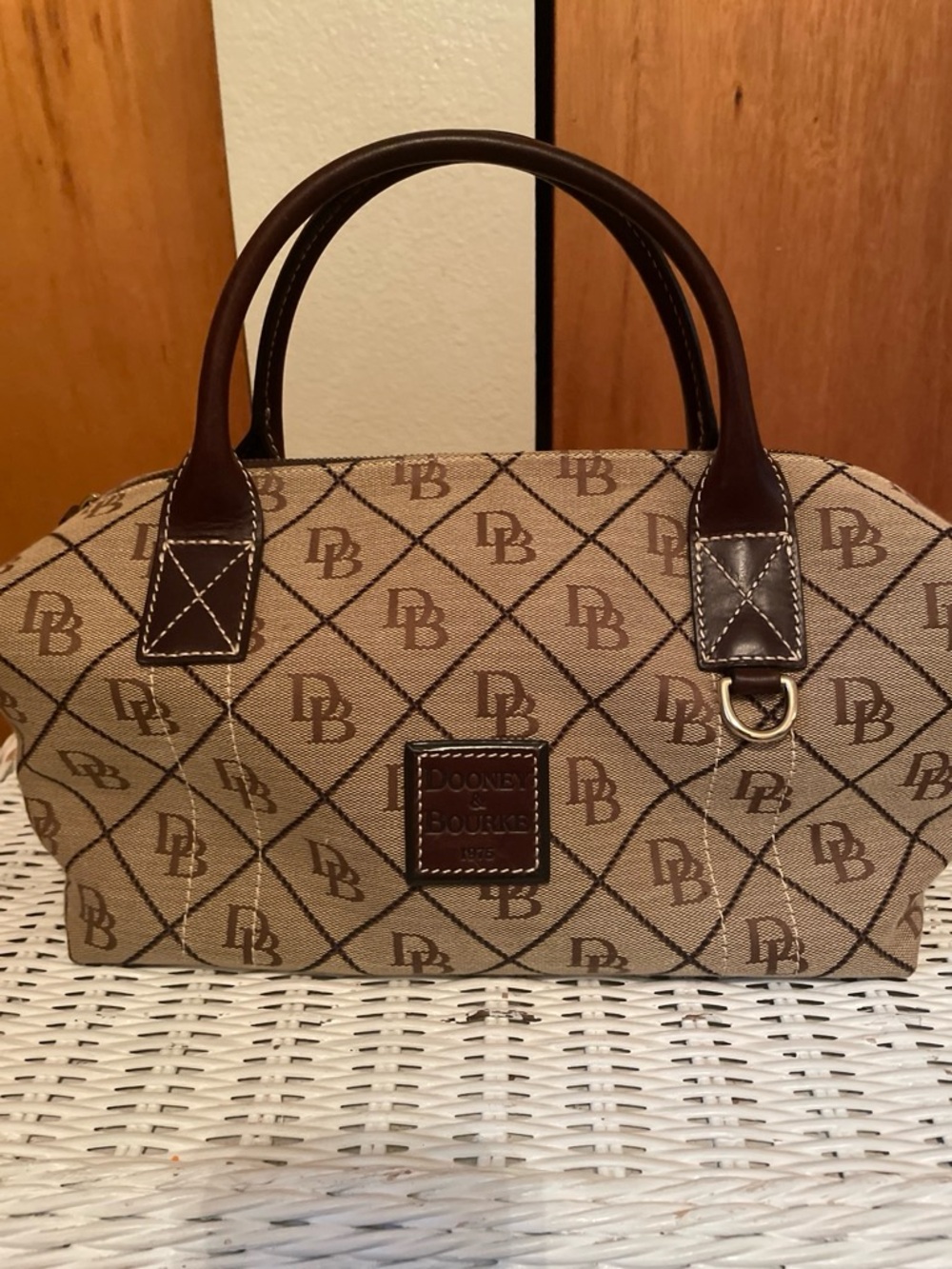 Dooney & Bourke Brown Tan Signature DB Satchel